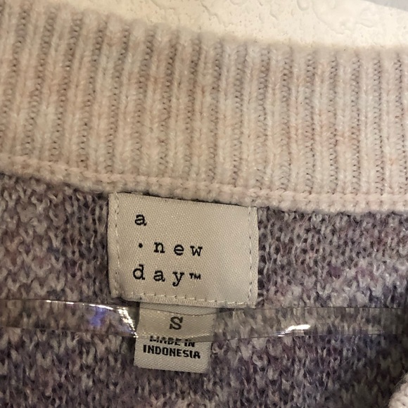 A New Day Pink Purple Zebra Crew Neck Long Sleeve Sweater Womens Size S - Picture 3 of 3